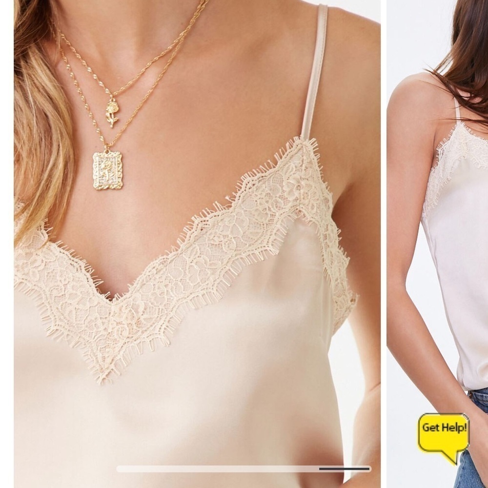 Forever 21 Lace-Trim Satin Cami Medium
